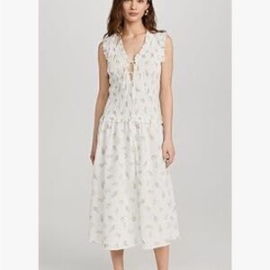 Rails Women's Dion Dress White Sleeveless Midi Dress with Floral Pattern Sz S